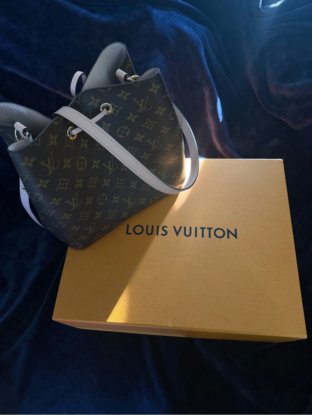 Louis Vuitton Monogram Bucket Bag with Light Pink Strap